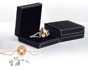Guardas-joias de couro de gravação do preto de couro de superfície da caixa de presente para mulheres