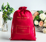o malote do cordão da peruca 8x12inch personalizou o saco vermelho do cetim com Logo Fabric Drawstring Gift Bags
