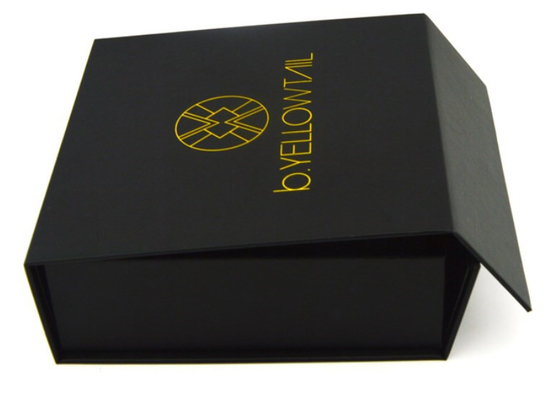 O empacotamento cosmético excelente do cartão do preto da caixa de presente carimbou Logo Printing