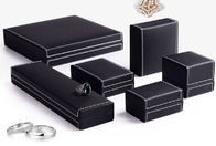 Guardas-joias de couro de gravação do preto de couro de superfície da caixa de presente para mulheres