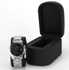 Caixa de relógio de couro preta luxuosa Debossed Logo Exquisite Workmanship