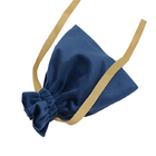 saco do presente do cordão da tela de 10x15cm escuro - malote azul do presente de veludo com motivo da fita