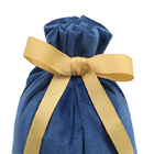 saco do presente do cordão da tela de 10x15cm escuro - malote azul do presente de veludo com motivo da fita