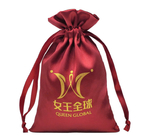 saco vermelho relativo à promoção do cetim do malote do cordão da joia de 10x15cm com Logo Fabric Drawstring Gift Bags